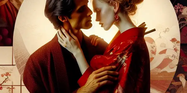 A vibrant collage depicting intimate and dynamic scenes from Western and Japanese adult entertainment, showcasing diversity and sensuality.